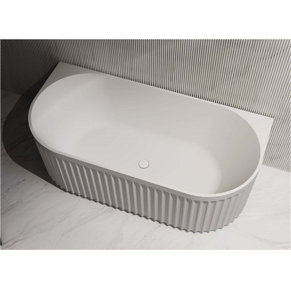 RIVA ROMA FLUTED BACK TO WALL BATHTUB – GLOSS WHITE & MATTE WHITE | Acrylic | Available in 1500mm & 1700mm Sizes