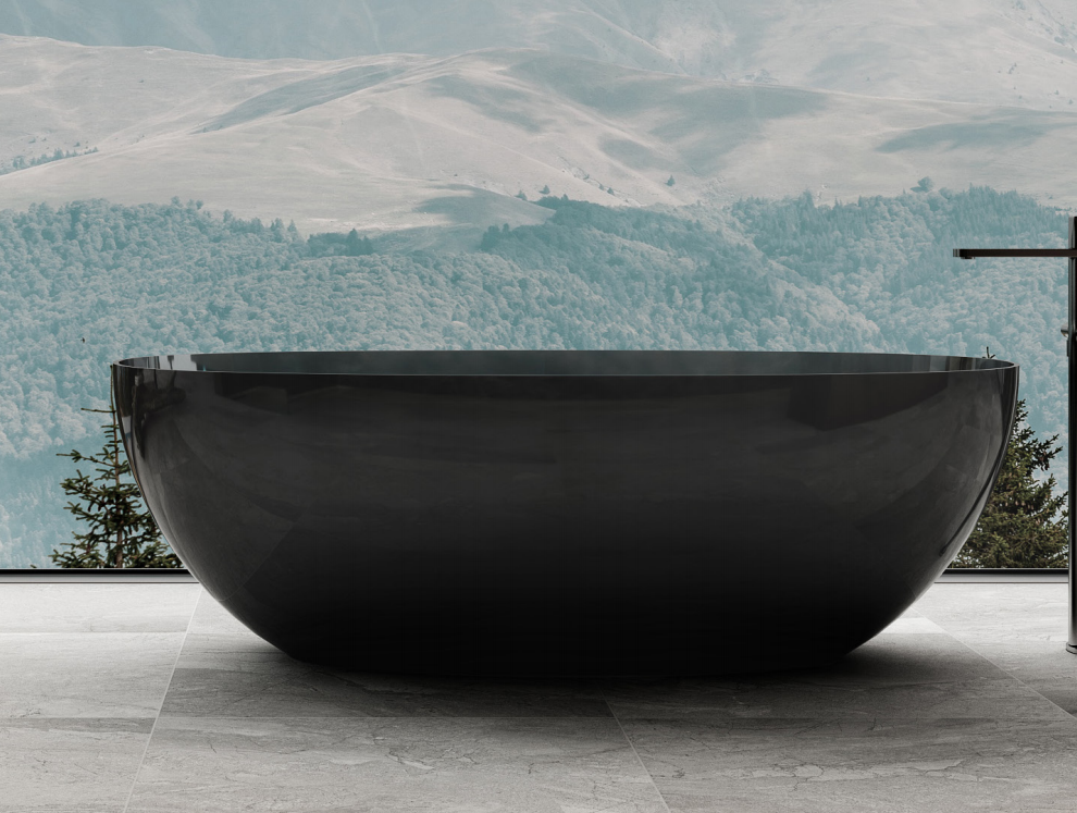 RIVA NOTO Freestanding Bathtub – Transparent Blue | Solid Surface Luxury | Available in 1500mm & 1700mm | Made to Order
