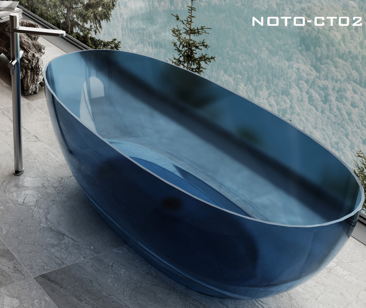 RIVA NOTO Freestanding Bathtub – Transparent Blue | Solid Surface Luxury | Available in 1500mm & 1700mm | Made to Order