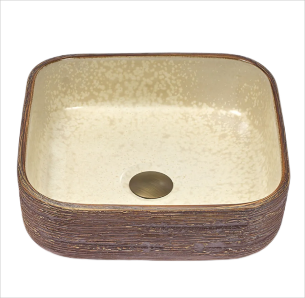 Infinity Brown Porcelain Square Above Counter Art Basin 390*390*140mm