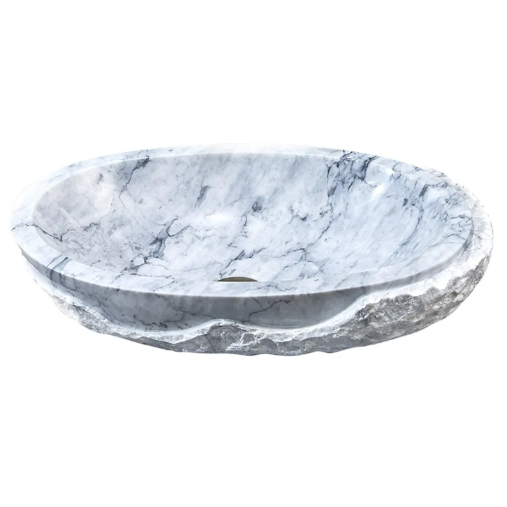 Infinity Grey Marble Nature Stone Oval Above Counter Art Basin 550*350*130mm