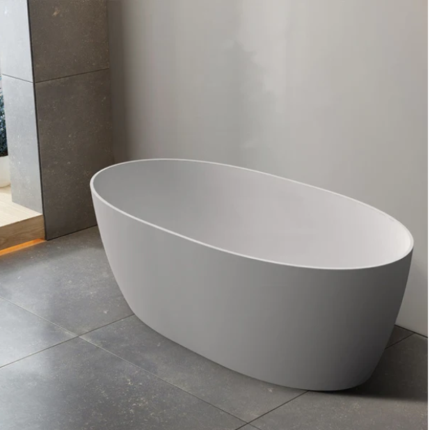 RIVA DELTA Super Slim Edge Freestanding Bathtub – Matte White | Oval Acrylic Bath | Available in 1500mm & 1700mm Sizes