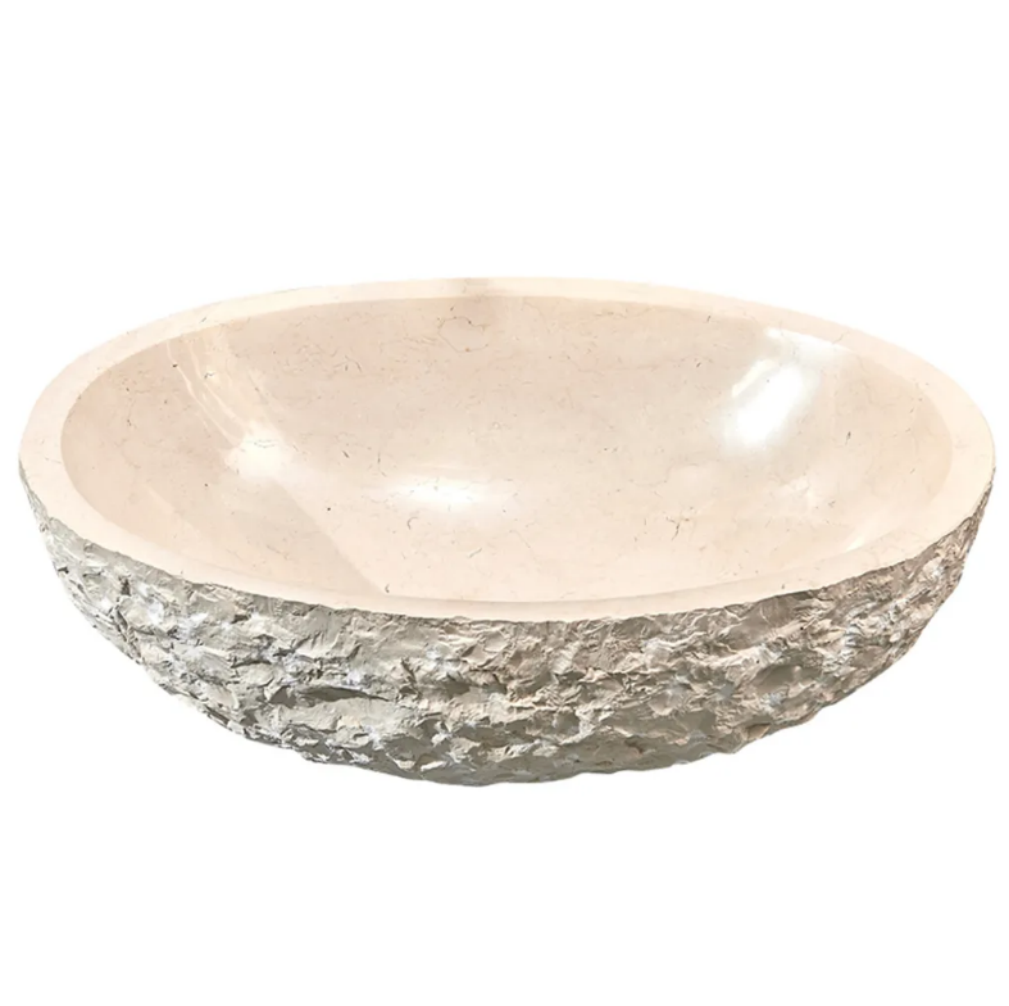 Infinity Natural Marble Stone Oval Above Counter Creamy Art Basin 510*360*160mm