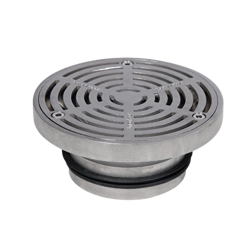 Stainless steel 150mm round floor waste drain with slotted grate, suits 100mm pipe
