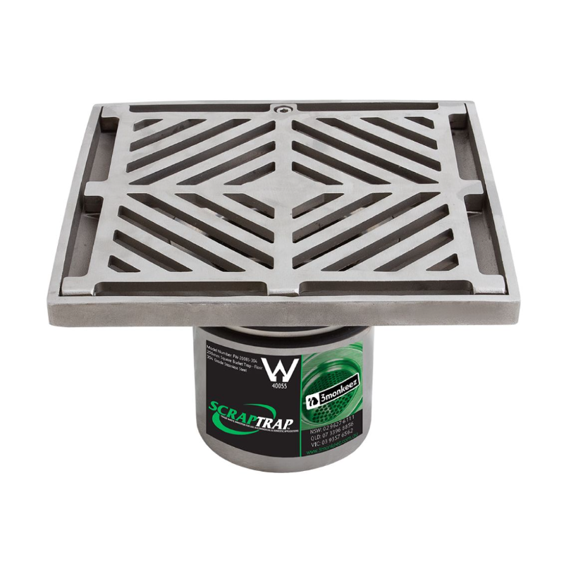 3monkeez 200mm square stainless steel floor waste drain with modern grate design