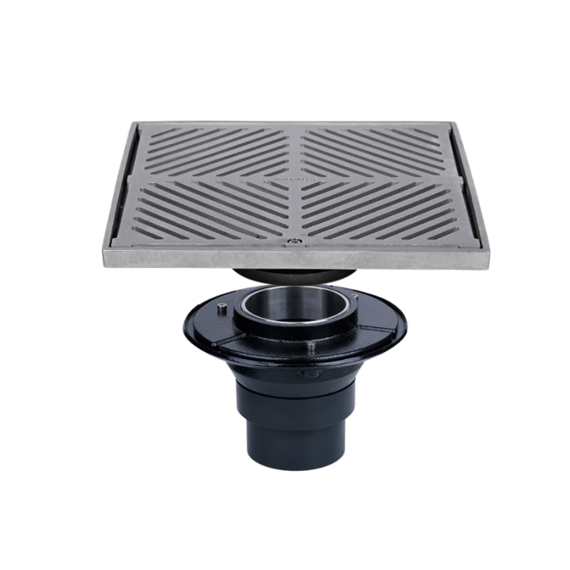 250mm square stainless steel floor waste drain kit for modern bathroom renovation