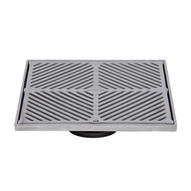 Stainless steel industrial floor grate with heel-proof design for modern bathrooms or kitchens