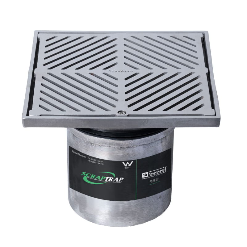 304 stainless steel square floor waste arrestor with slotted grate for modern bathroom or kitchen