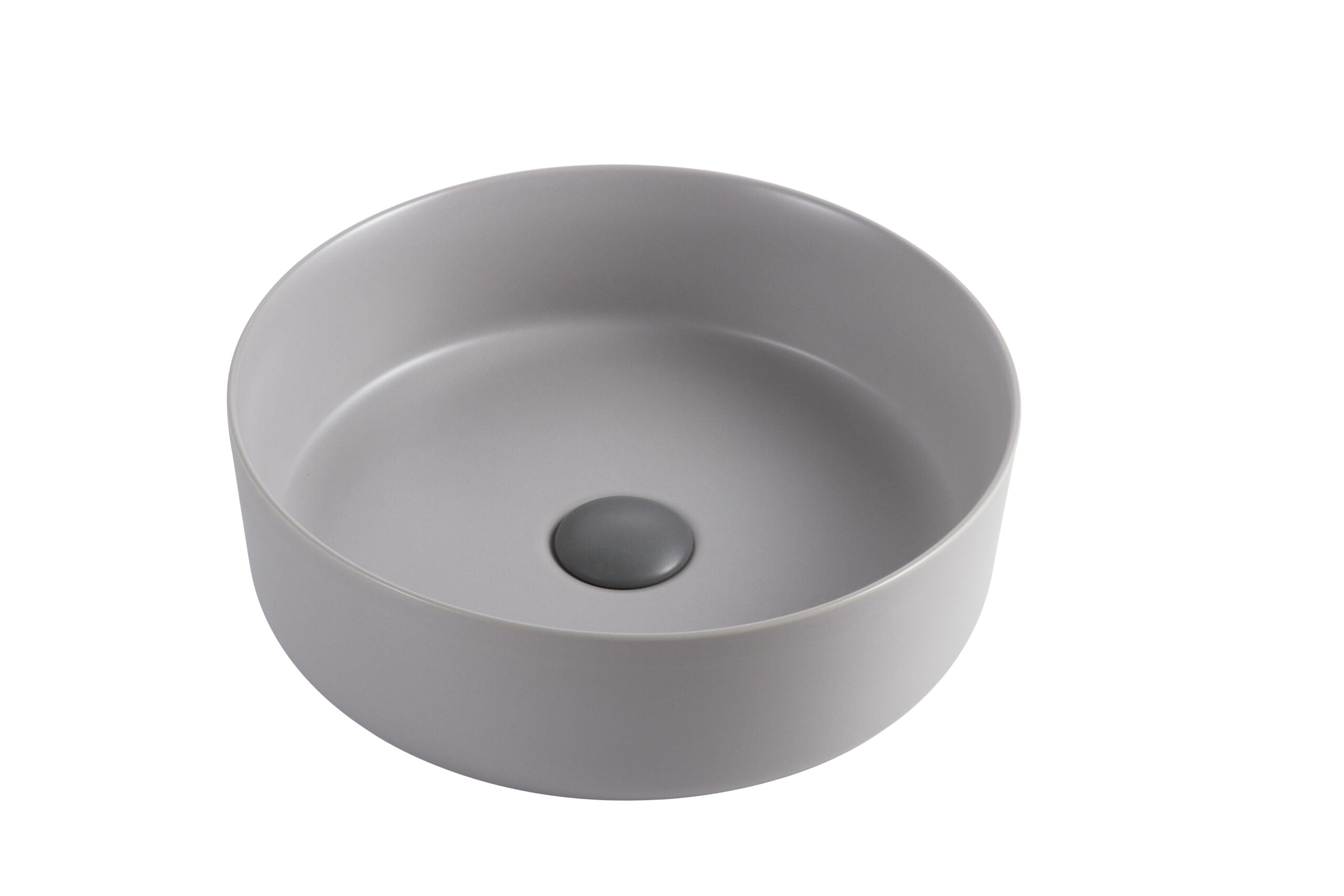 Modern round grey bathroom vessel basin sink, minimalist design by Secasa Home