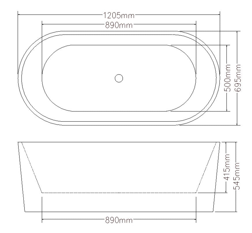 INFINITY Orian Gloss White Freestanding Bathtub – 1200mm / 1500mm / 1700mm