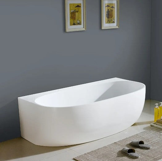INFINITY Ethen Back-to-Wall Gloss White Freestanding Bathtub | 1490mm & 1700mm