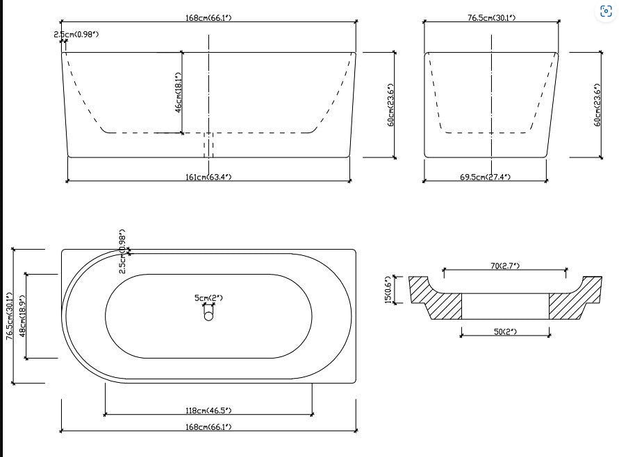 INFINITY Nera White Acrylic Corner Bathtub – 1500mm & 1700mm | Gloss White & Matt White