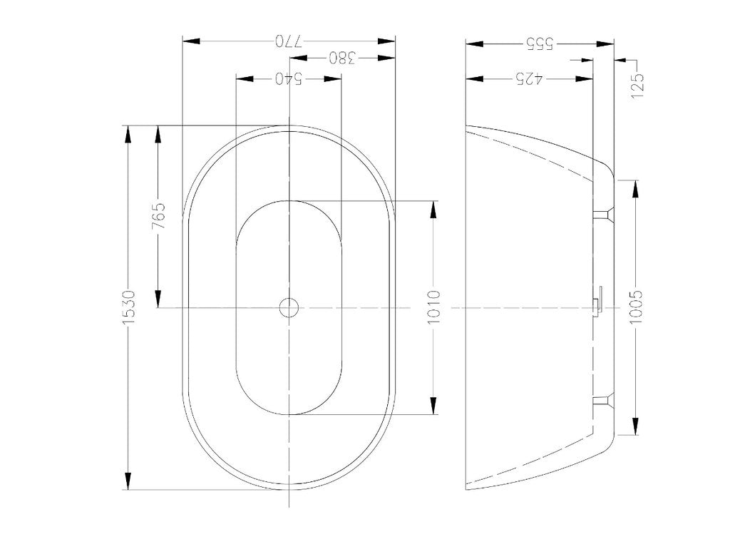 INFINITY Noah Freestanding Egg Shape White Acrylic Bathtub – 1400mm / 1500mm / 1700mm | Gloss White & Matte White