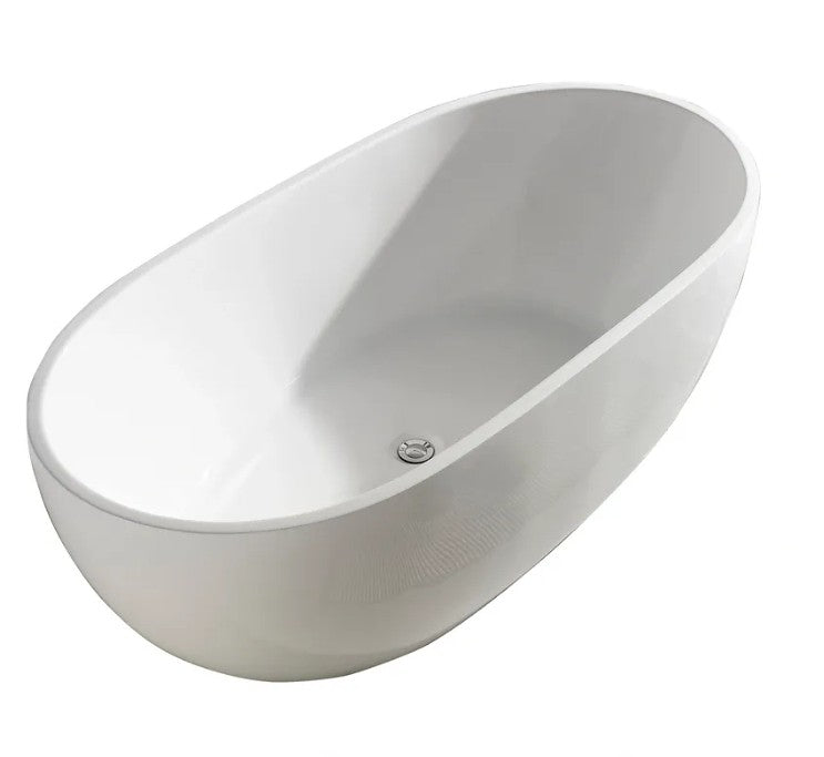 INFINITY Noah Freestanding Egg Shape White Acrylic Bathtub – 1400mm / 1500mm / 1700mm | Gloss White & Matte White