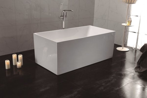 MERCIO ORTA Multi-Fit Gloss White Rectangular Acrylic Freestanding Bathtub 1300–1700 × 700 × 580mm