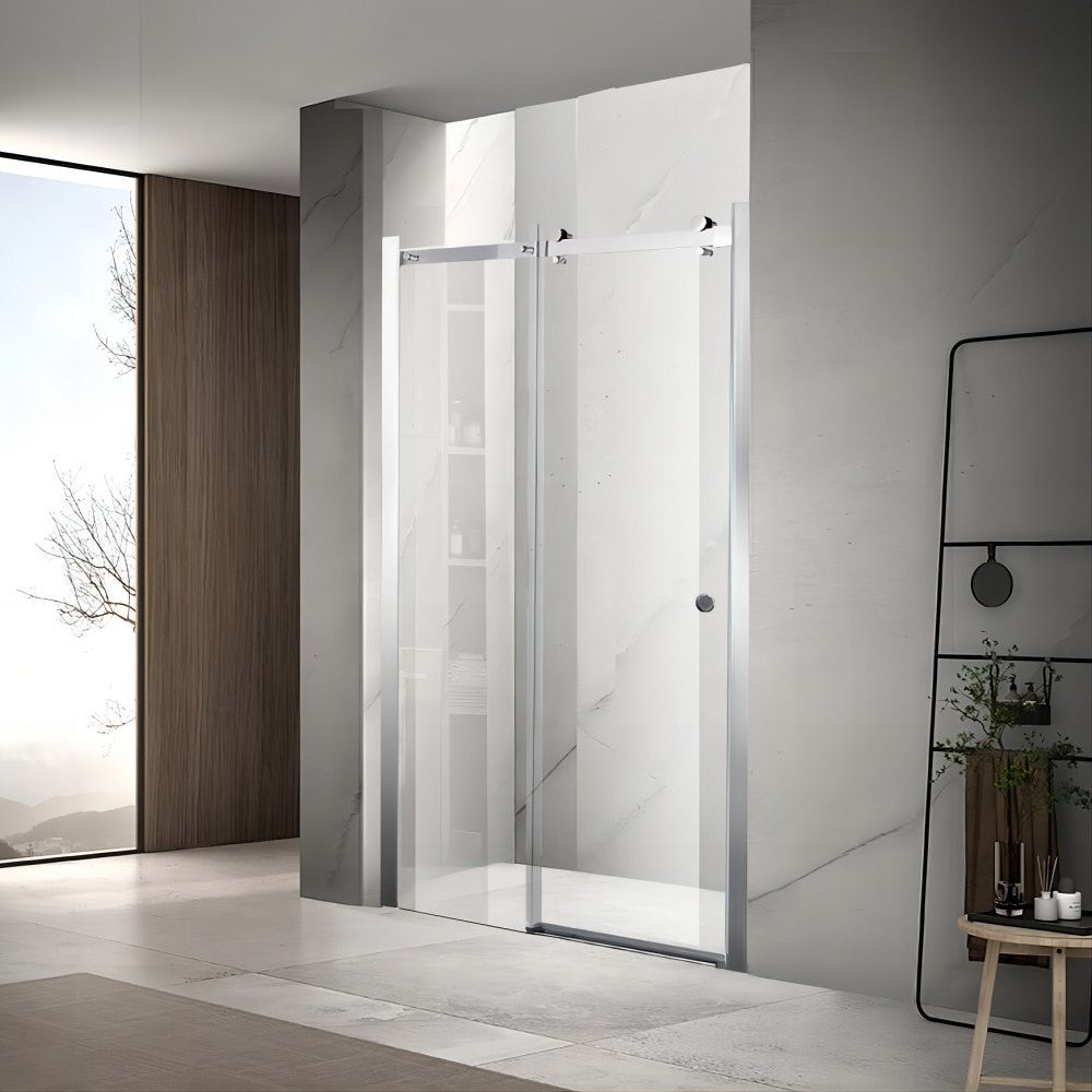 Sunny Chrome Wall to wall 900–1800×2000mm Frameless Clear Glass Sliding Door Shower Screen