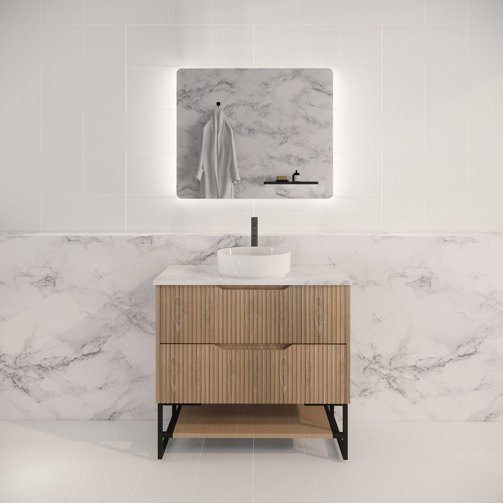 RIVA Bali Freestanding Vanity – American Oak Fluted | 600–1500mm