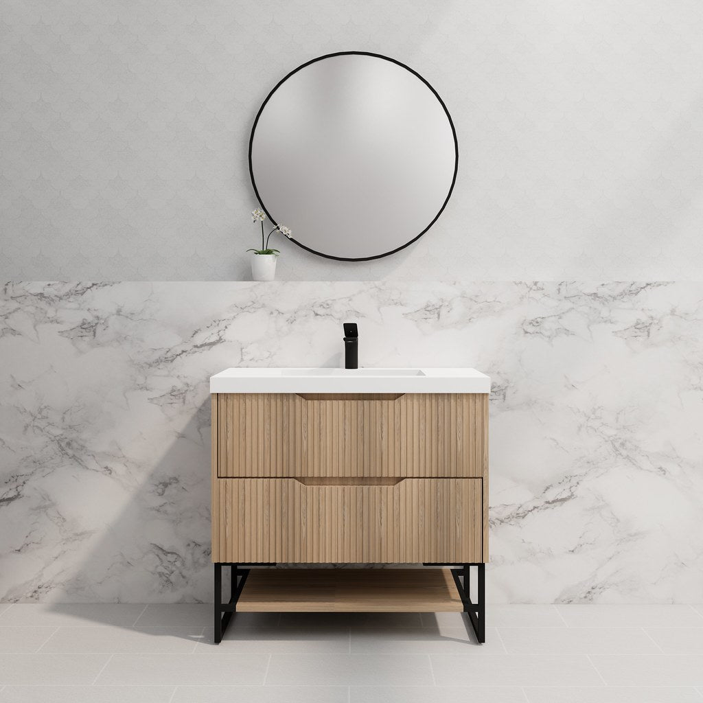 RIVA Bali Freestanding Vanity – American Oak Fluted | 600–1500mm