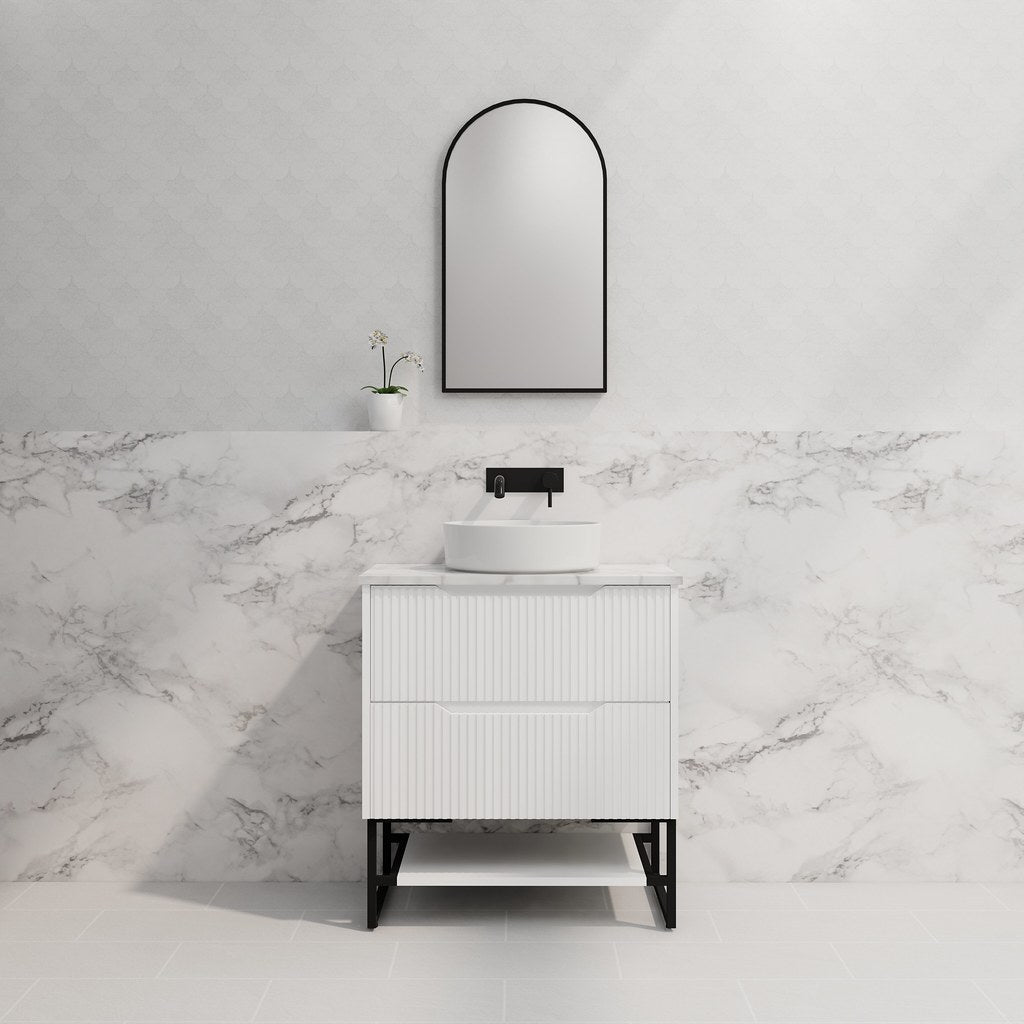 RIVA Bali Freestanding Vanity – Matt White Fluted | 600–1500mm