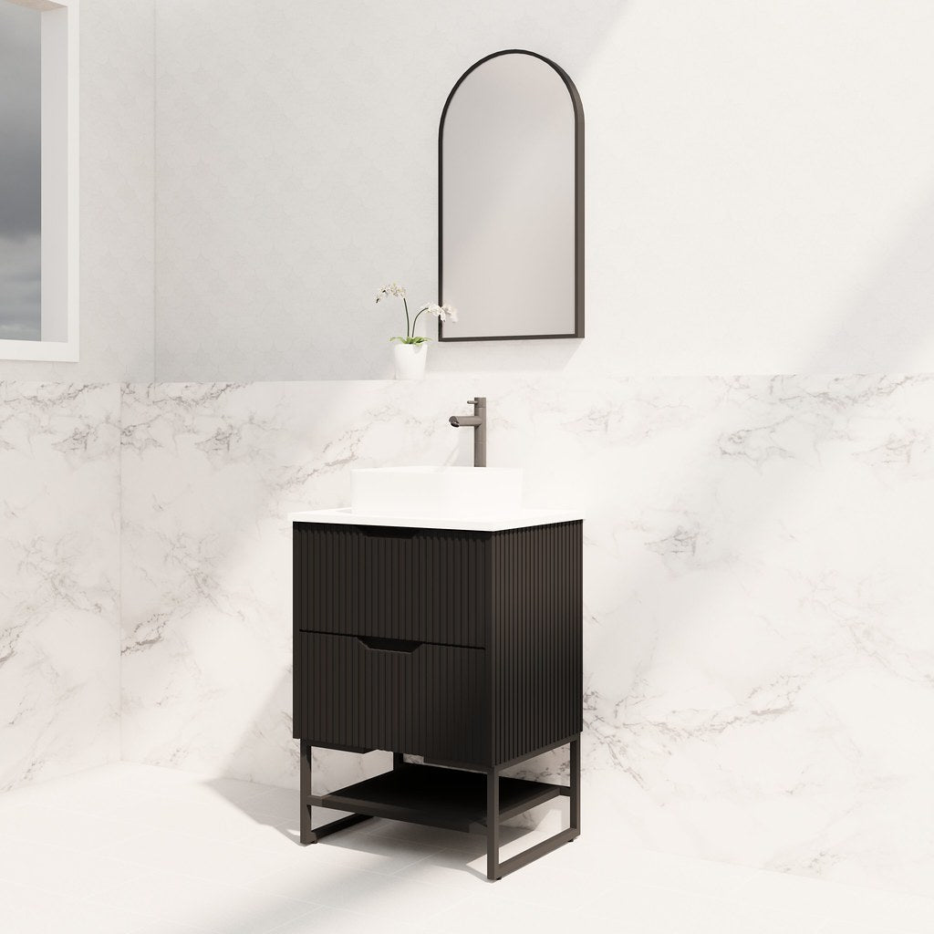 RIVA Bali Freestanding Vanity – Matt Black Fluted | 600–1500mm