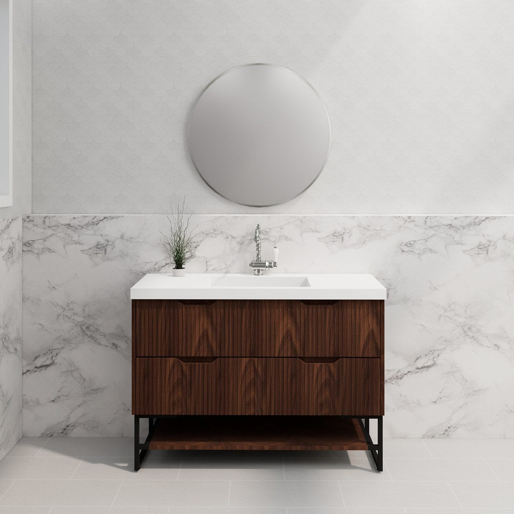 RIVA Bali Freestanding Vanity – Brown Oak Fluted | 600–1500mm
