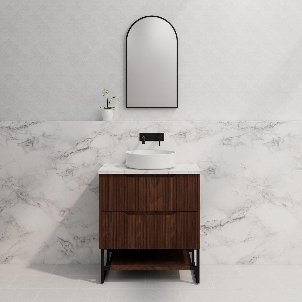 RIVA Bali Freestanding Vanity – Brown Oak Fluted | 600–1500mm