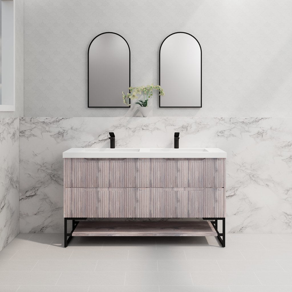 RIVA Bali Freestanding Vanity – White Oak Fluted | 600–1500mm