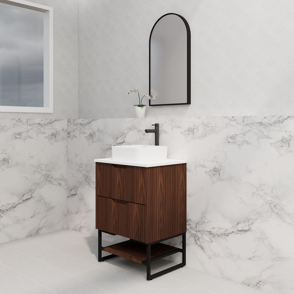 RIVA Bali Freestanding Vanity – Brown Oak Fluted | 600–1500mm