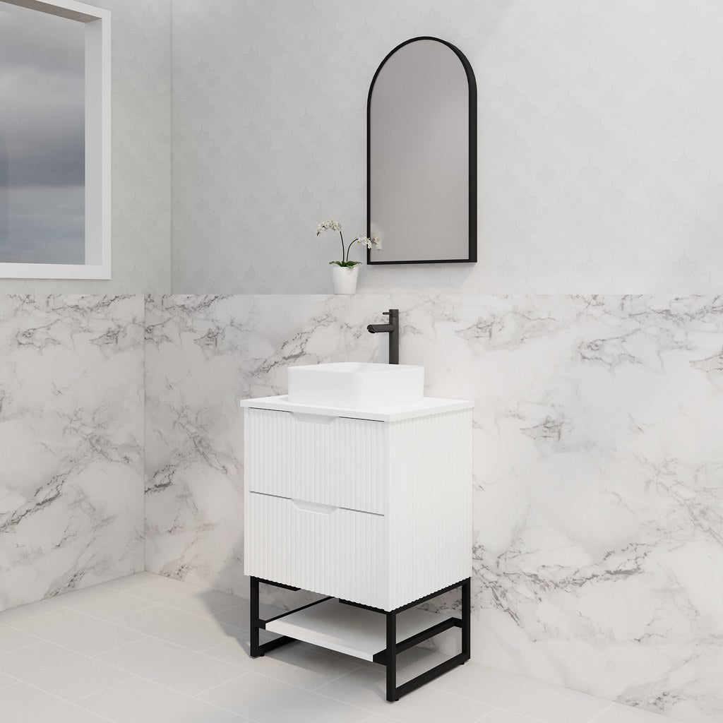 RIVA Bali Freestanding Vanity – Matt White Fluted | 600–1500mm