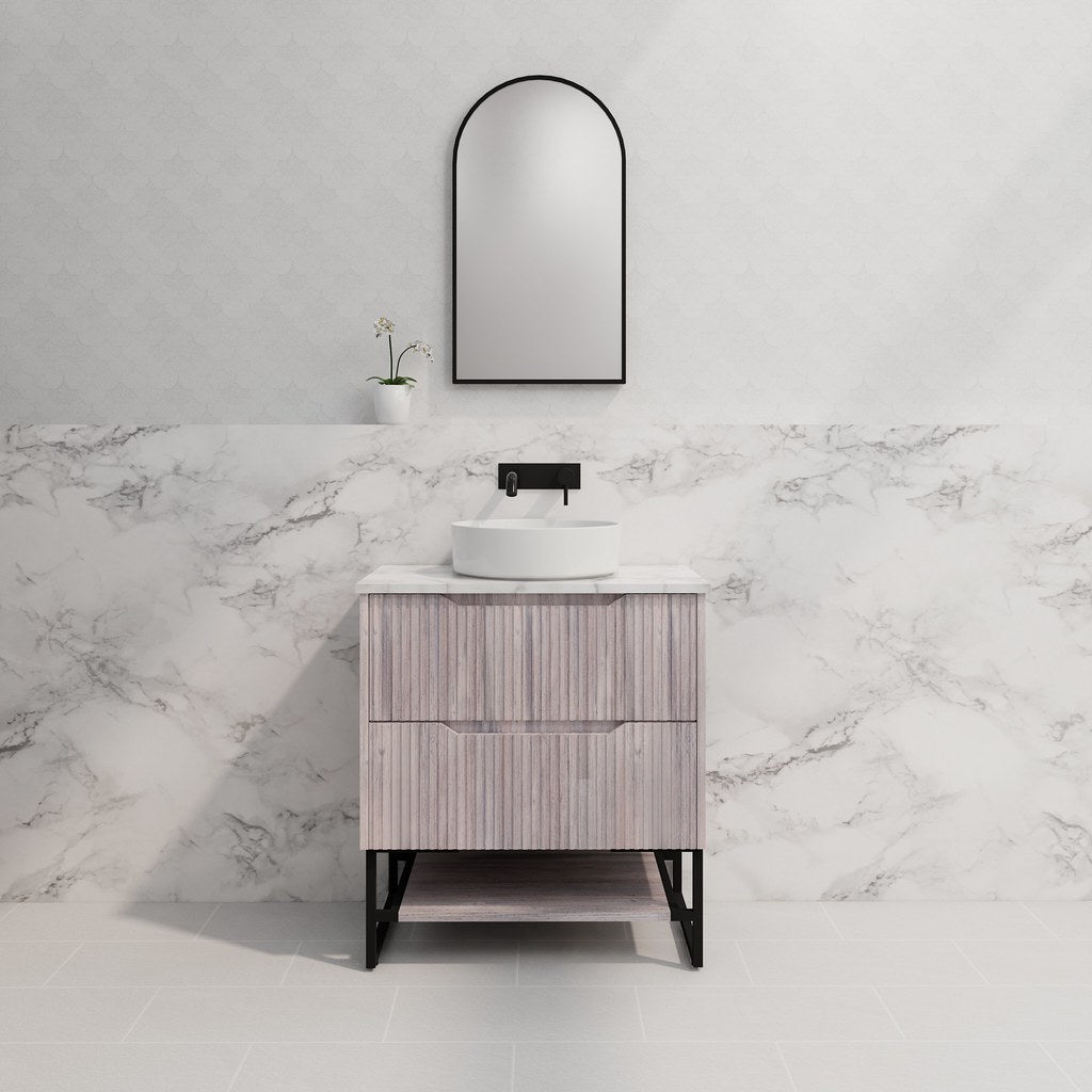 RIVA Bali Freestanding Vanity – White Oak Fluted | 600–1500mm