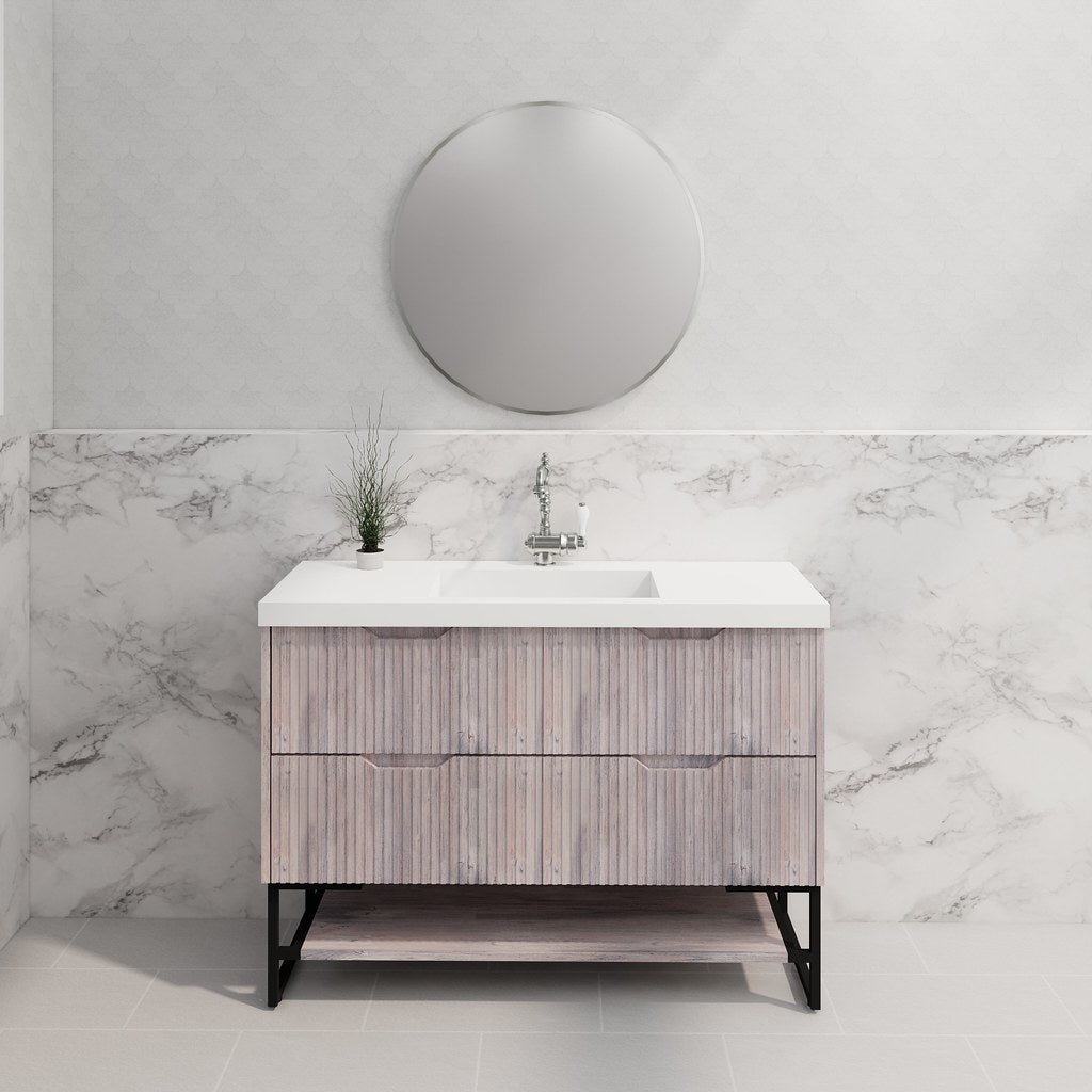 RIVA Bali Freestanding Vanity – White Oak Fluted | 600–1500mm