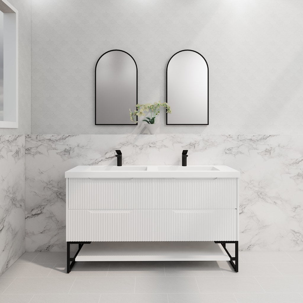 RIVA Bali Freestanding Vanity – Matt White Fluted | 600–1500mm