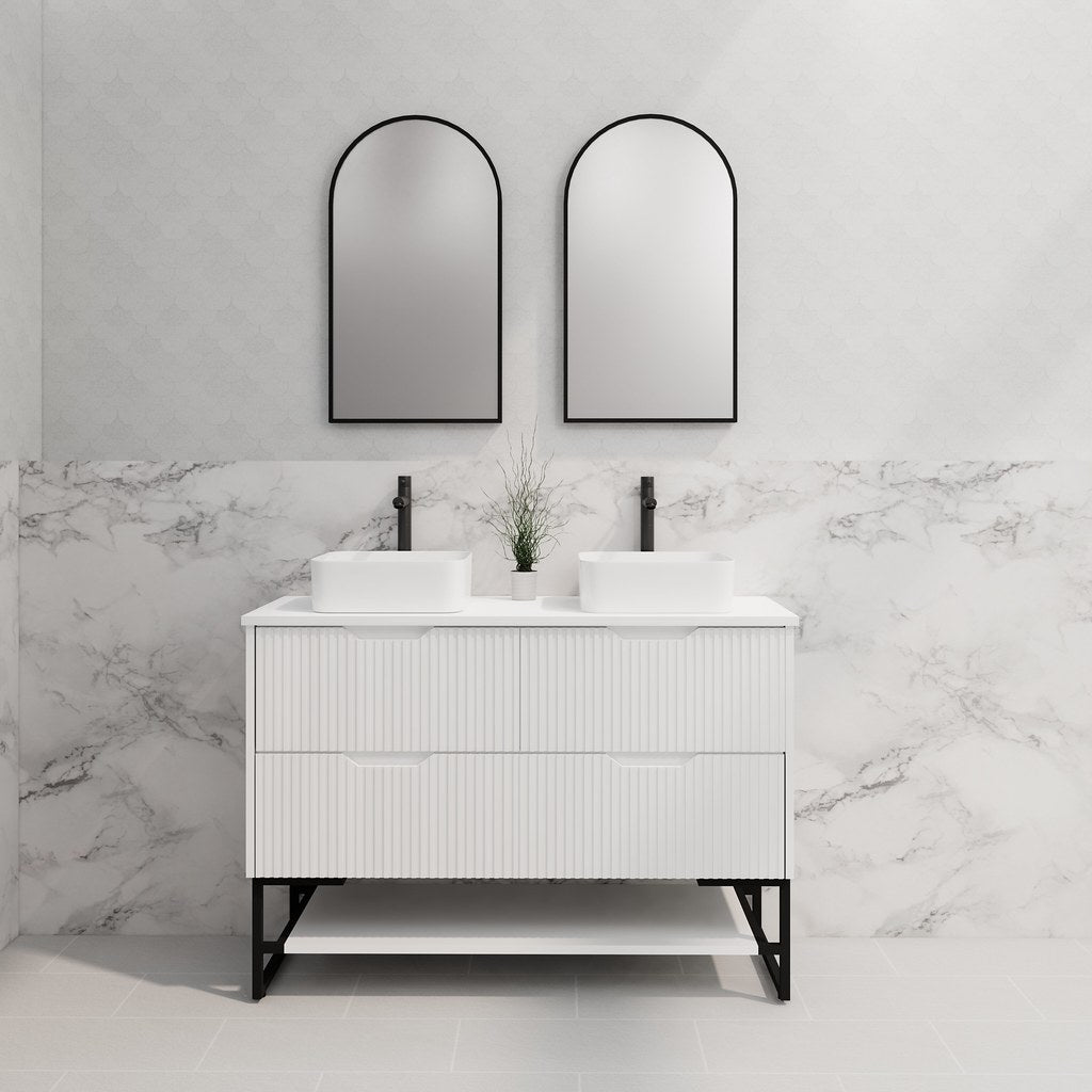 RIVA Bali Freestanding Vanity – Matt White Fluted | 600–1500mm