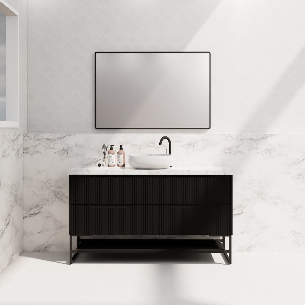 RIVA Bali Freestanding Vanity – Matt Black Fluted | 600–1500mm