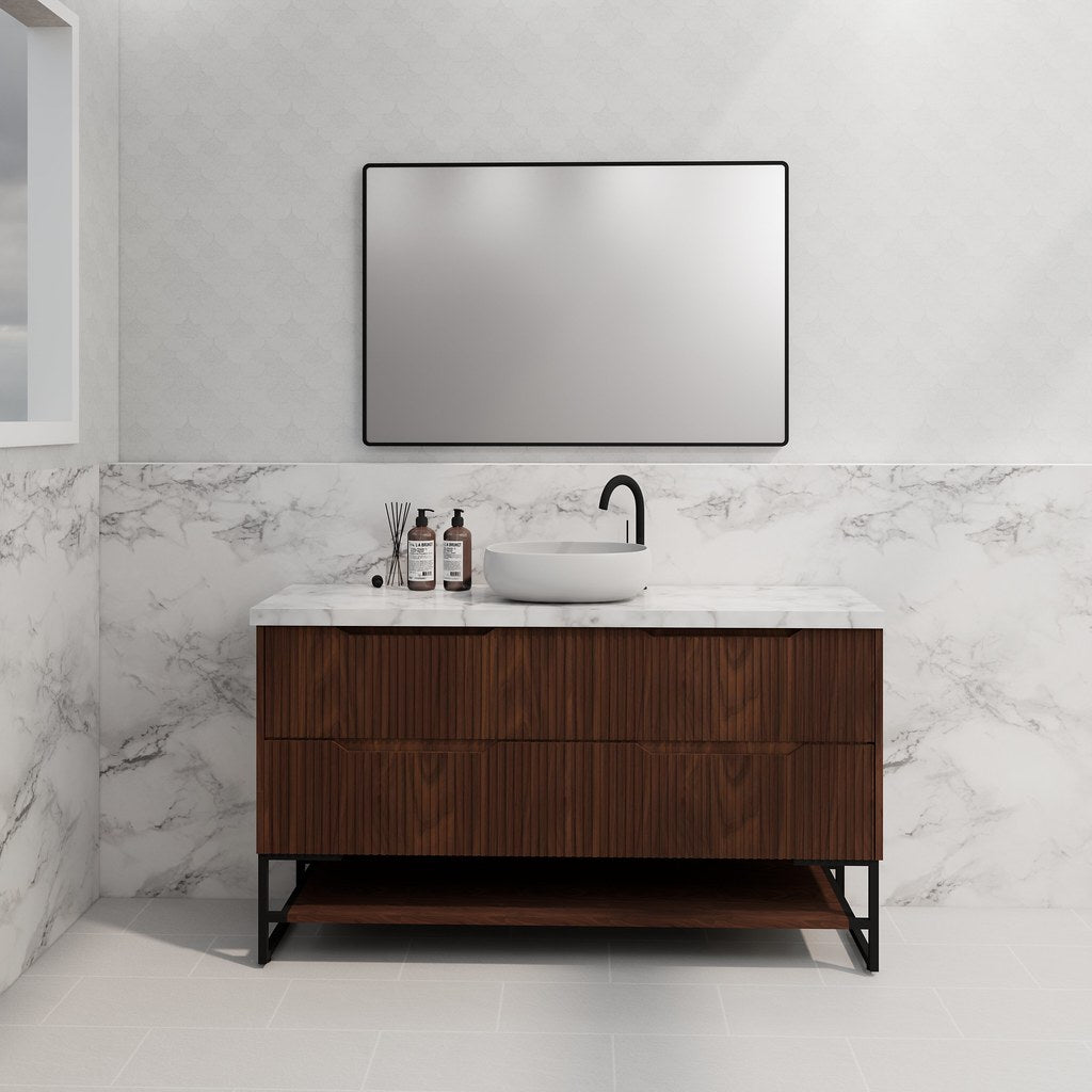 RIVA Bali Freestanding Vanity – Brown Oak Fluted | 600–1500mm