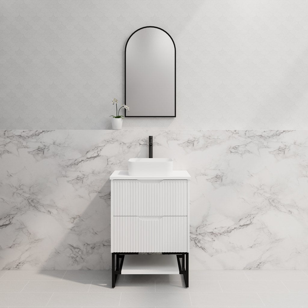 RIVA Bali Freestanding Vanity – Matt White Fluted | 600–1500mm