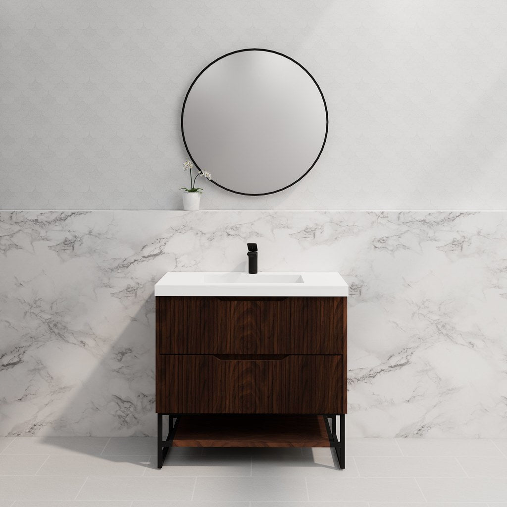 RIVA Bali Freestanding Vanity – Brown Oak Fluted | 600–1500mm
