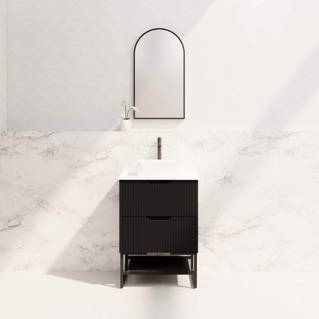 RIVA Bali Freestanding Vanity – Matt Black Fluted | 600–1500mm