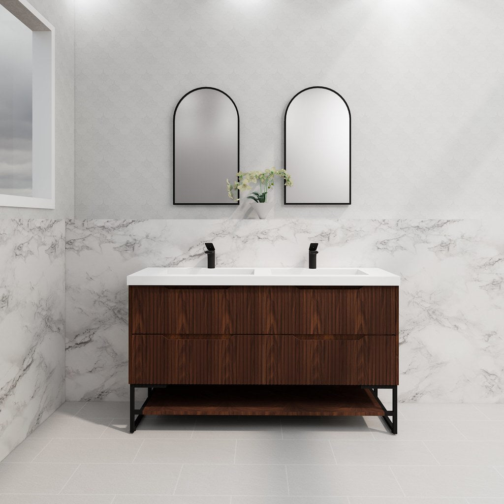 RIVA Bali Freestanding Vanity – Brown Oak Fluted | 600–1500mm