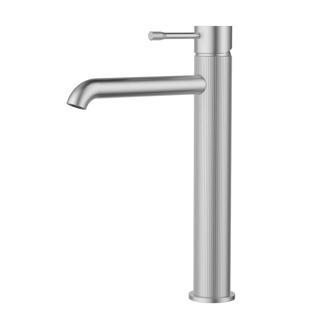 Ikon Linie High Rise Curved Spout Basin Mixer | Brushed Nickel, Gun Metal, Matte Black, Brushed Gold