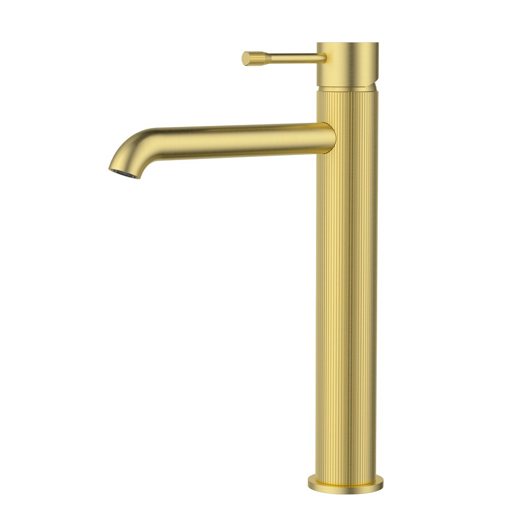 Ikon Linie High Rise Curved Spout Basin Mixer | Brushed Nickel, Gun Metal, Matte Black, Brushed Gold
