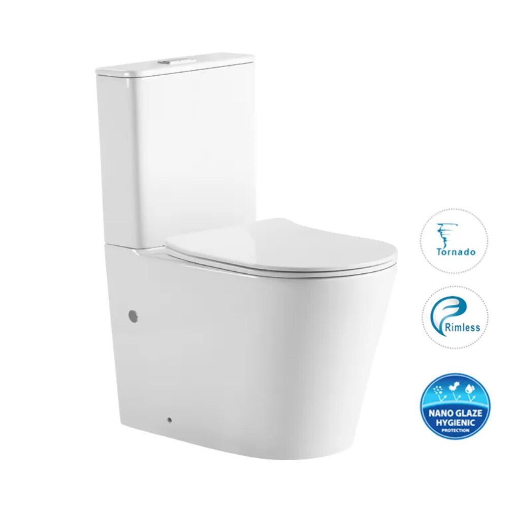 Inspire Radiant Back to Wall Tornado Flush + Rimless Bowl Toilet – Gloss White / Matt White / Matt Black
