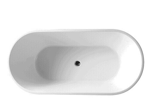 MERCIO ISEO Ultra-Slim Gloss White Oval Acrylic Freestanding Bathtub 1300–1700 × 700 × 580mm