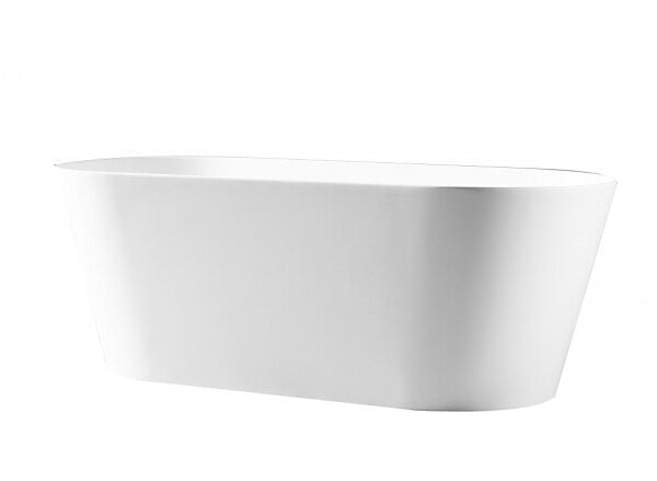 MERCIO ISEO Ultra-Slim Gloss White Oval Acrylic Freestanding Bathtub 1300–1700 × 700 × 580mm