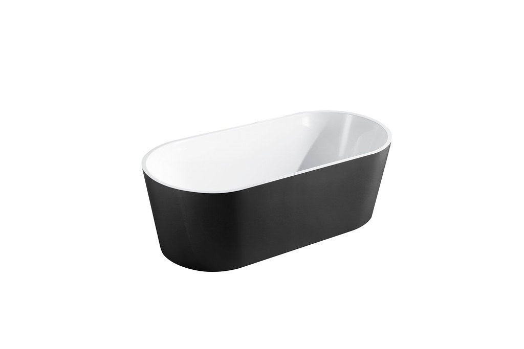 MERCIO ISEO Ultra-Slim Gloss White Oval Acrylic Freestanding Bathtub 1300–1700 × 700 × 580mm