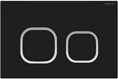 Modern black dual flush toilet button panel with chrome accents for Secasa Home bathrooms