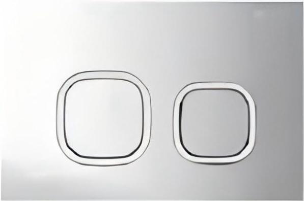 Modern chrome dual flush toilet button on a sleek wall plate, Secasa Home bathroom accessory