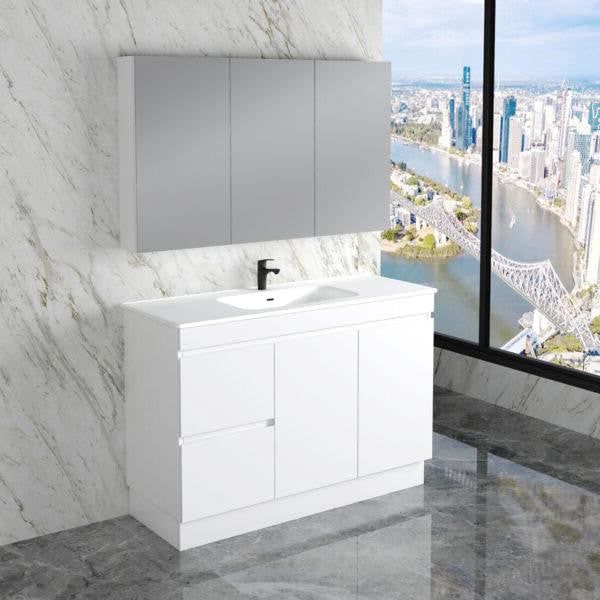 ABS Less Freestanding Vanity – Gloss White With Kickboard | 600–1500mm