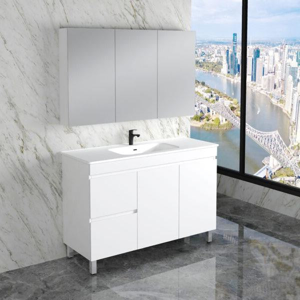 ABS Less Freestanding Vanity – Gloss White With Legs | 600–1500mm