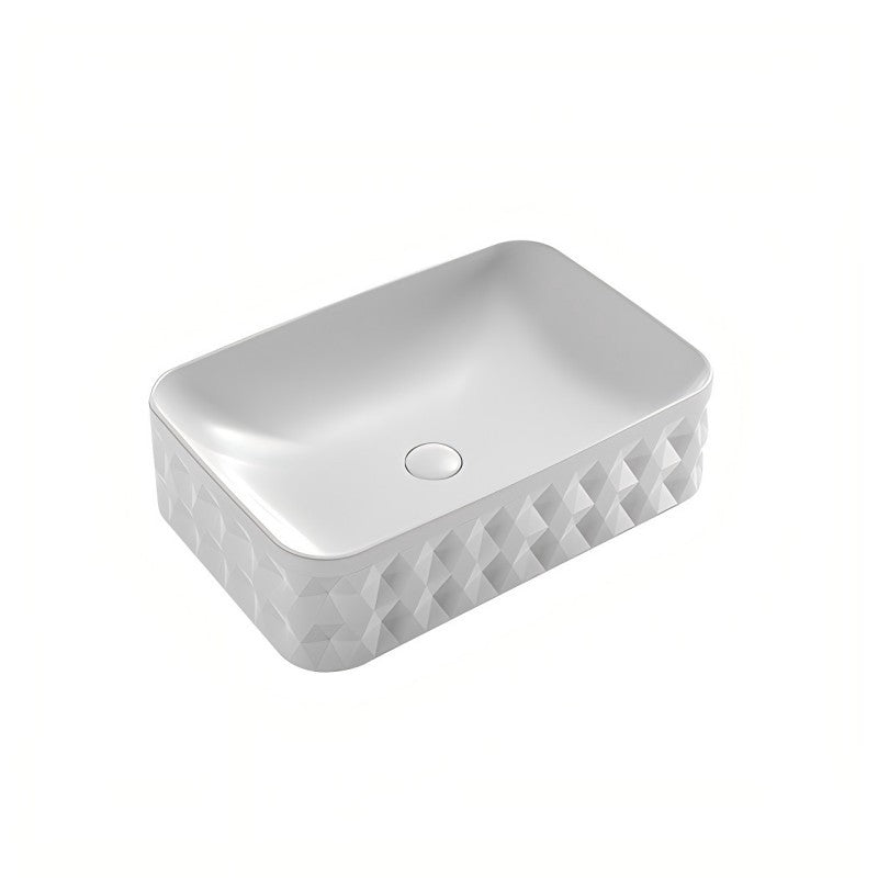 Infinity Rectangle Gloss White/Matt White/Matt Black Ceramic Above Counter Basin 600*395*130mm